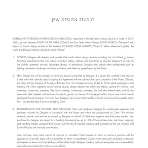 Interior Design Proposal Contract Template, Agreement for Interior Designers