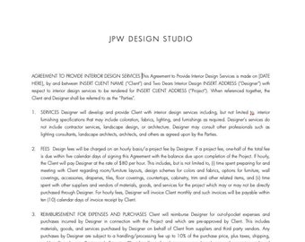 Interior Design Proposal Contract Template, Agreement for Interior Designers