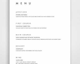menu template printable menu