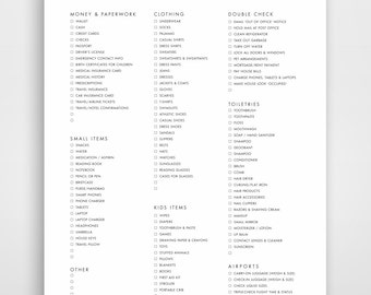 vacation checklist etsy