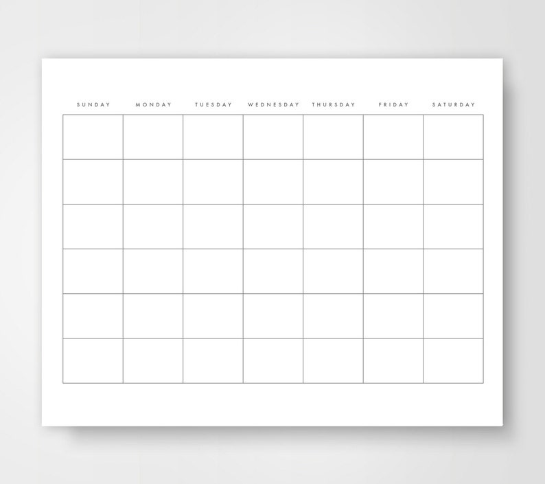 blank-calendar-calendar-printable-simple-calendar-journal-etsy
