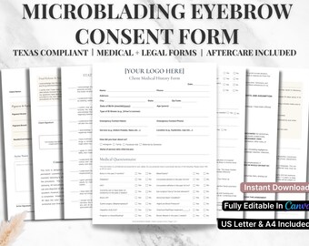 Microblading Client Forms Bundle: Consent, Intake & Aftercare Templates (Digital Download)