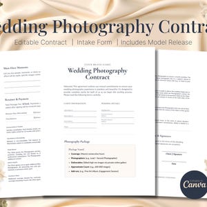 Wedding Photography Contract Template | Photography Forms | Contract for Photographers | Instant Download Contract Template | Canva Template