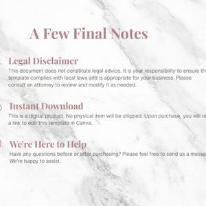 Peut inclure: Une feuille d'information sur un produit num&eacute;rique avec du texte sur un fond de marbre. Le texte comprend une clause de non-responsabilit&eacute; l&eacute;gale, des informations sur les t&eacute;l&eacute;chargements instantan&eacute;s et un message de service client.