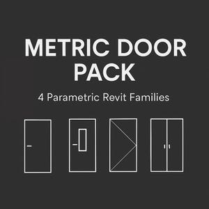 Revit Door Family Pack - 4 Parametrische RFA-Dateien | Metrische BIM Türen für Architekten
