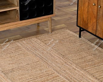 Naturgebiet Jute Teppich Großer Boden Flur Teppich Läufer Benutzerdefinierte Größe Teppich Handgemachter Azteken Akzent Teppich Vintage Antiker handgewebter Teppich Handgewebter Teppich Küchenteppich 150x180