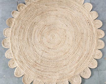 Indian Handmade Solid Jute Braided Round Rug For Home Decor Jute Carpet For Living Room Boho Rug Natural Jute Braided Vintage Area Rug