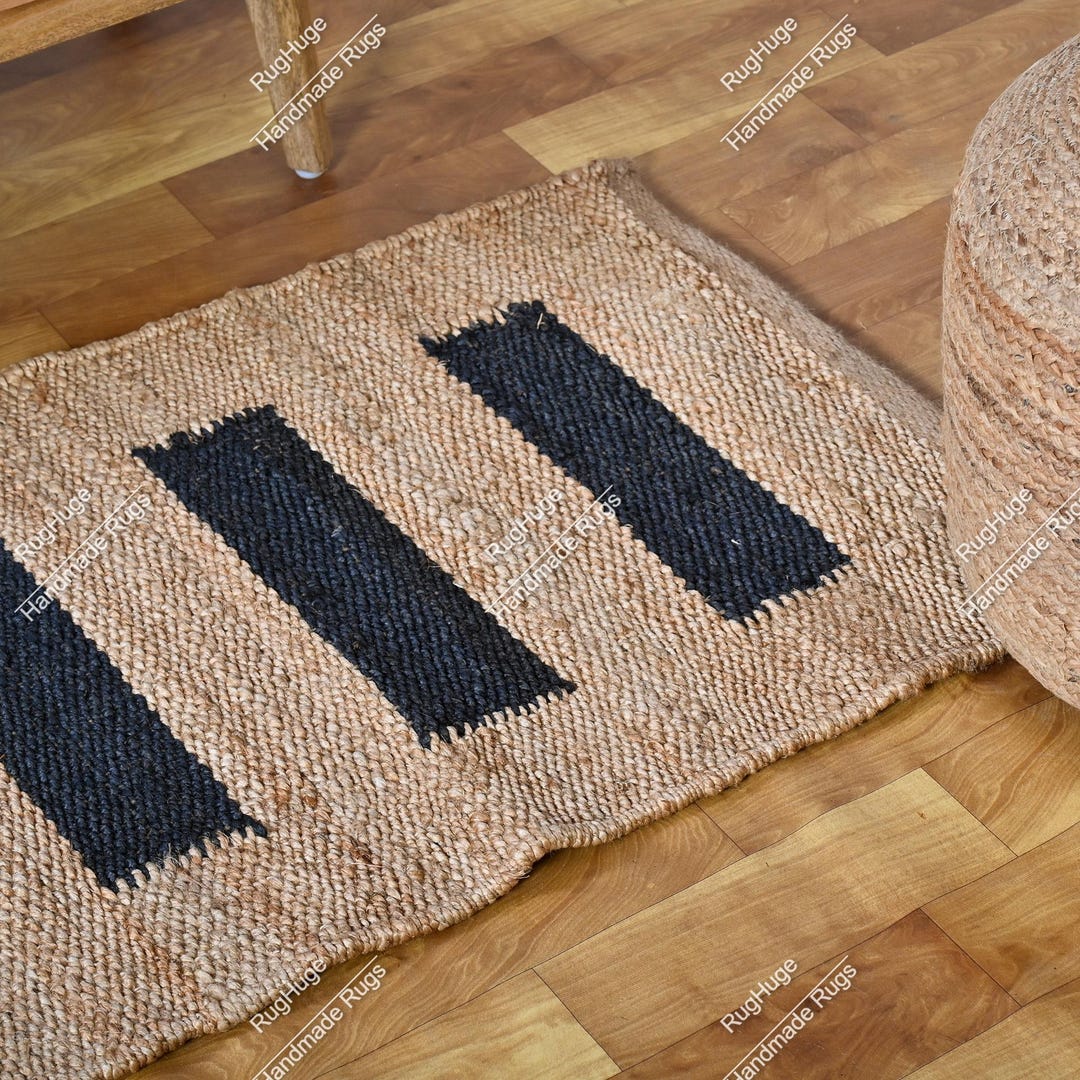 Striped Handmade Tufted Hemp Area Rug Hemp Jute Runner Rug Hand Loomed ...