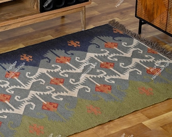Design Indian Handwoven Wool Jute Vintage Kilim Rugs For Living Room Custom Size Rug Oushak Rug ,Home Decor Kilim Rug Traditional Kilim Rug