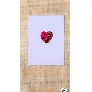 Handmade blank card African fabric heart shape design Greeting card, Birthday, Mothers day, Get well soon, Good luck, You are amazing image 2