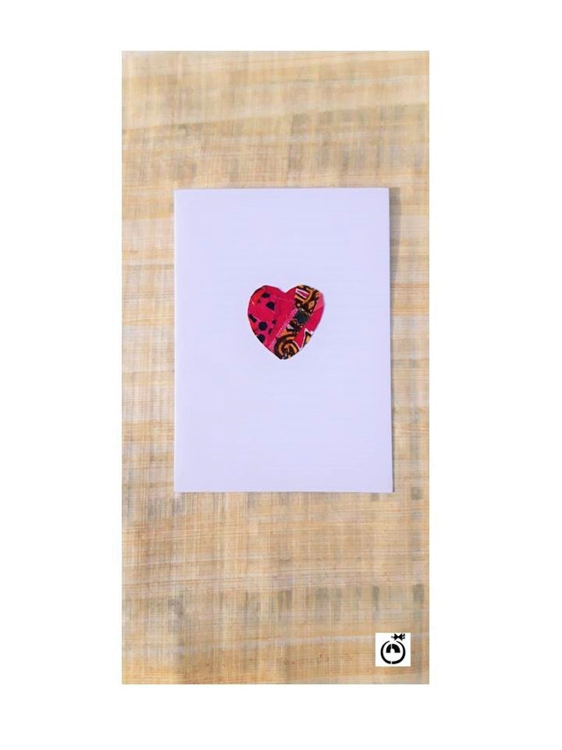 Handmade blank card African fabric heart shape design Greeting card, Birthday, Mothers day, Get well soon, Good luck, You are amazing image 2