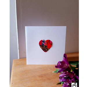 Handmade blank card African fabric heart shape design Birthday, Mothers day, Get well soon, Good luck, You are amazing, greeting card image 4