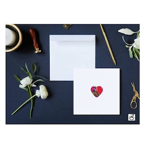 Handmade blank card African fabric heart shape design Birthday, Mothers day, Get well soon, Good luck, You are amazing, greeting card image 1