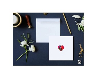 Handmade blank card - African fabric heart shape design - Birthday, Mothers day, Get well soon, Good luck, You are amazing, greeting card