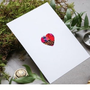 Handmade blank card African fabric heart shape design Greeting card, Birthday, Mothers day, Get well soon, Good luck, You are amazing image 3