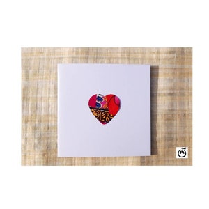 Handmade blank card African fabric heart shape design Birthday, Mothers day, Get well soon, Good luck, You are amazing, greeting card image 2