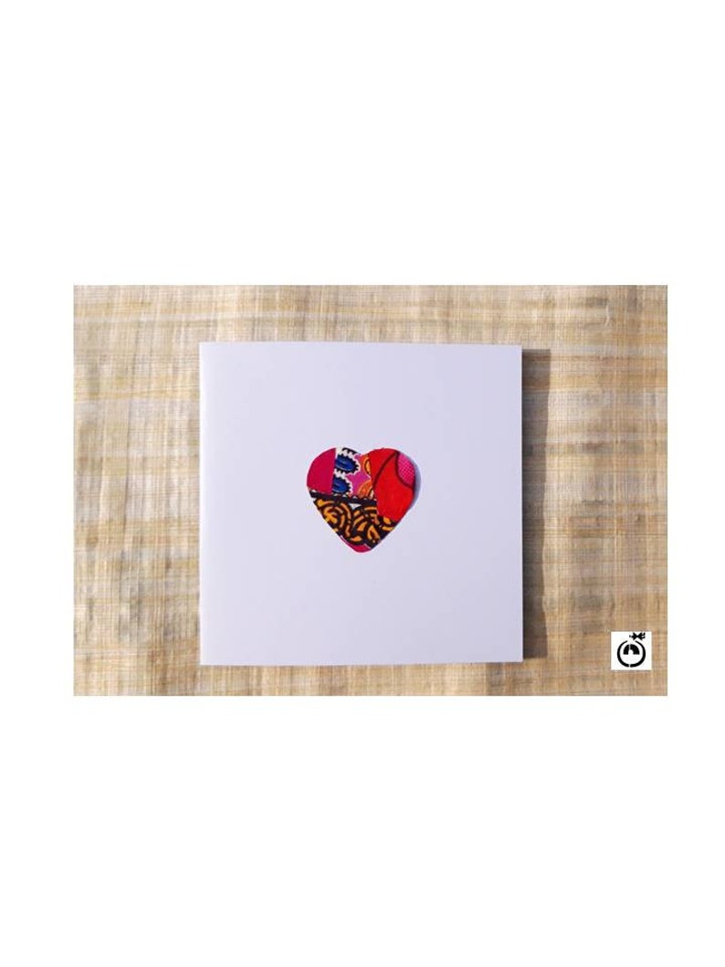 Handmade blank card African fabric heart shape design Birthday, Mothers day, Get well soon, Good luck, You are amazing, greeting card image 2