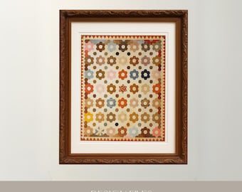 Arte de pared con colcha vintage / Jardín de flores de la abuela imprimible / Impresión digital de colcha / Decoración cottagecore / Arte tradicional descargable