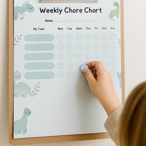 Dinosaur Weekly Chore Chart for Kids | Printable Reward Chart | Editable Task Tracker for Children