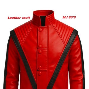 Michael Jackson Thriller Song Inspired Red Leather Jacket–Handmade Halloween Costume Cosplay Screen-Accurate | MJ 80s Retro by Leather Vault