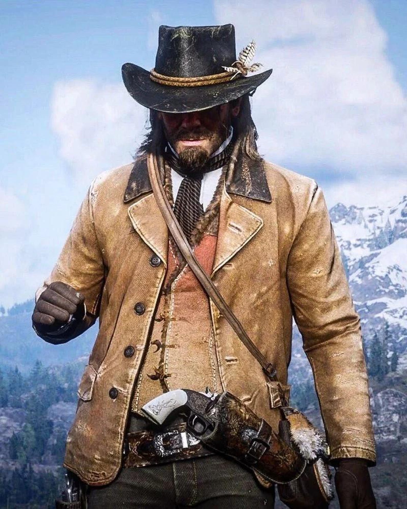 Mac Callander Rdr2 Arthur Morgan Style Leather Jacket RDR2 Cowboy Coat, Distressed Brown ...