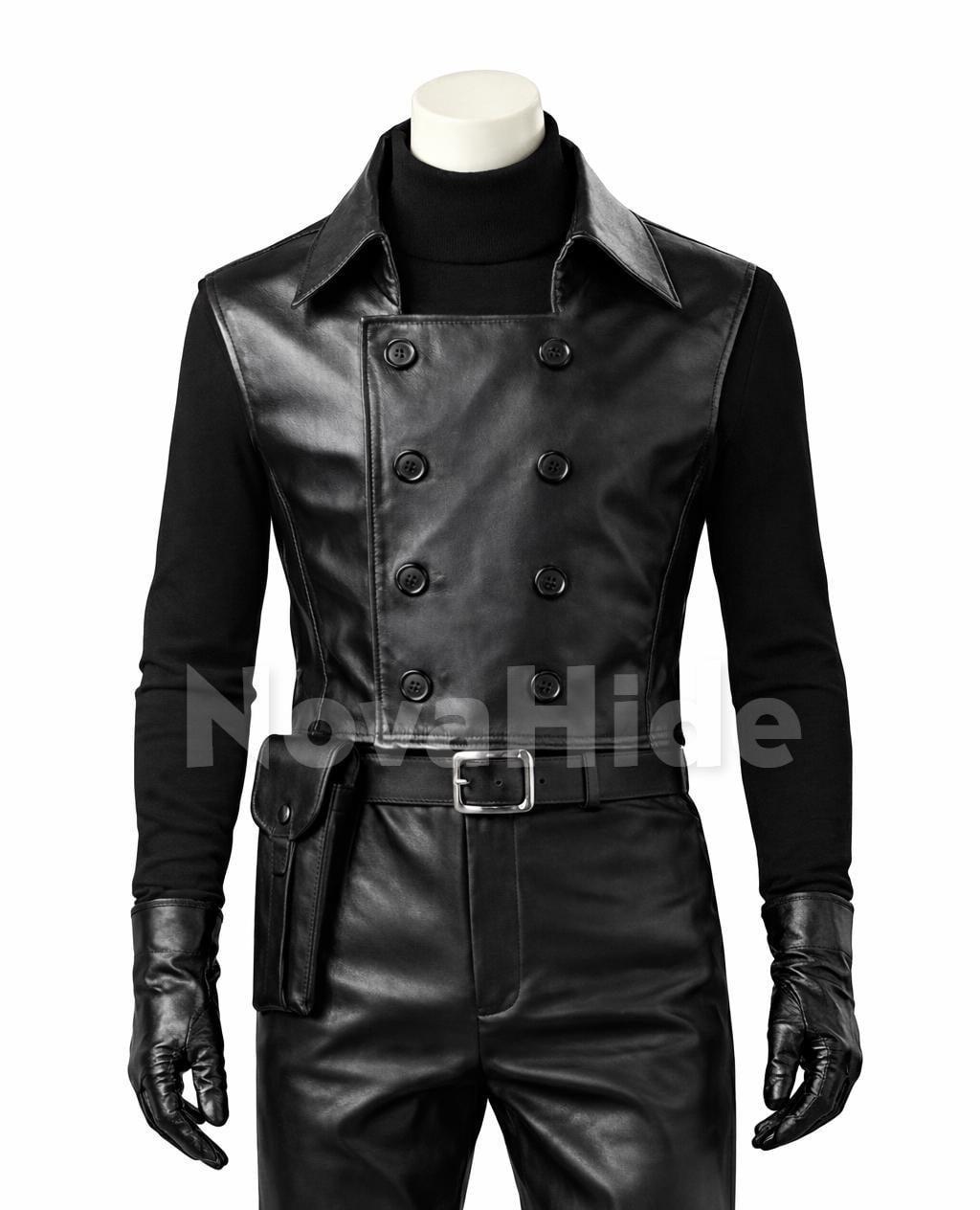 Handmade Spider-noir Leather Trench Coat & Vest – Nicolas Cage