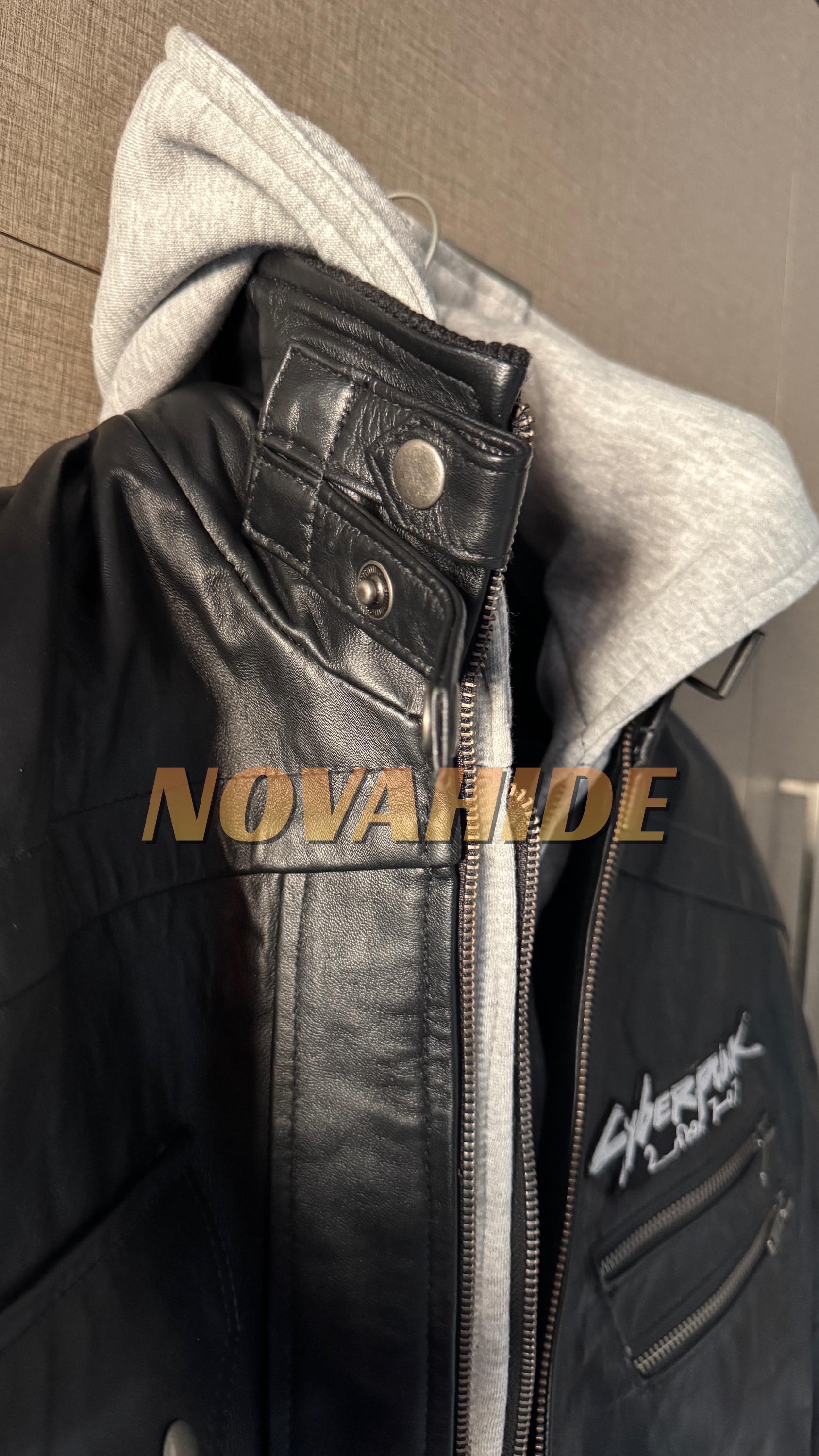 Samurai Leather Jacket With Hood - Embroidered Patches - Etsy