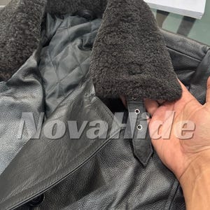 Leon S Kennedy Evil Leather Jacket Resident 9 Requiem - Handmade shearling Fur Collar image 2