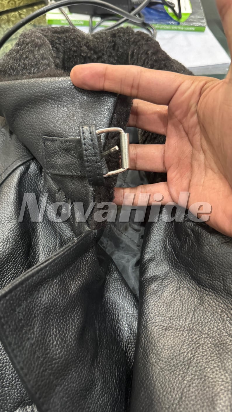 Leon S Kennedy Evil Leather Jacket Resident 9 Requiem - Handmade shearling Fur Collar image 5