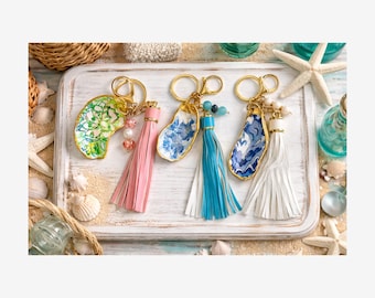 Oyster Bag or Purse Charm |  Oyster Shell Key Chain