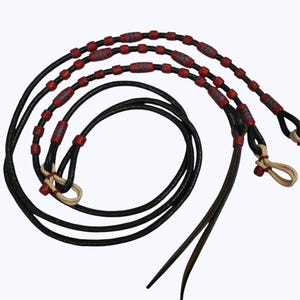 Harnais de cheval en cuir brut tressé à la main, naturel et châtaignier, rênes de romal romel, corde de ranch fabriquée à la main, livraison gratuite