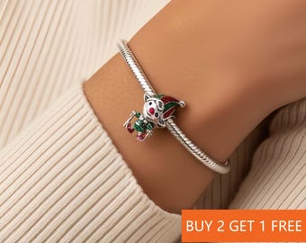 Moveable Elf Charm for Bracelet or Necklace Silver, Necklace Pendant, Christmas Handmade, Gift for Her,Travel Pendant