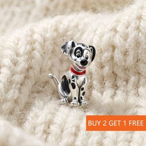 Charm de Disney 101 Dálmatas para pulsera o collar, plateado, colgante para collar, hecho a mano en Navidad, regalo para ella, colgante de viaje