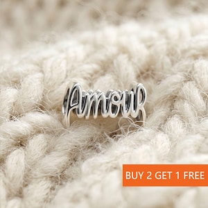 Charm script amoureux pour bracelet ou collier en argent, pendentif de collier, Noël fait main, cadeau pour elle, pendentif de voyage