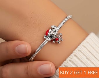 Disney Stitch Charm for Bracelet or Necklace Silver, Necklace Pendant, Christmas Handmade, Gift for Her,Travel Pendant