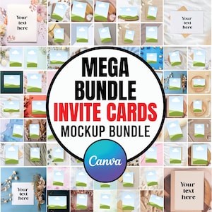 Invitation Mockups Bundle, Card Mockup PNG, Minimalist Greetings Cards Mockup, Modern Mockups, Birthday, Wedding Card, Digital Download
