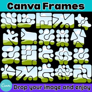 Bleach Effect Distressed Edge Canva Editable Frames Bundle, Fill Your Own Paint Splash, Canva Drag and Drop Photo Paint Splatter Canva