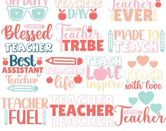 Teacher Quotes SVG Bundle, Back to School Shirt Design (Digital Download)