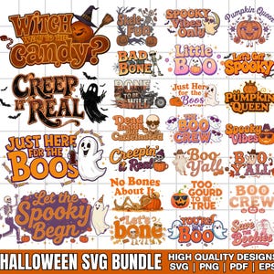 Paquete SVG de Halloween, diseños de películas de terror, paquete SVG de Halloween retro, paquete SVG de otoño, Svg de vibraciones espeluznantes, truco o trato, Svg de calabaza.