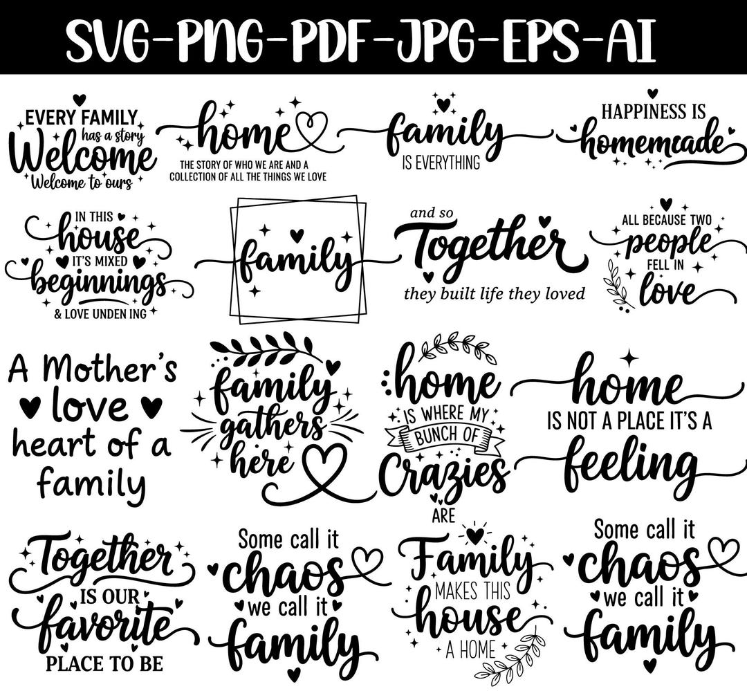 Family Quotes SVG Bundle, Home Decor Cut Files (digital Download) - Etsy