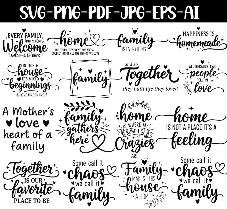 Family Quotes SVG Bundle, Home Decor Cut Files (digital Download) - Etsy