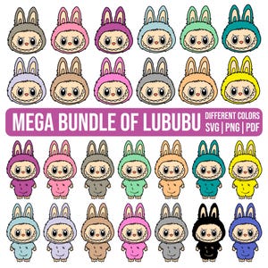 Labubu Designs SVG Bundle, Labubu Clipart, Labubu PNG, Cute Labubu Vector, Cartoon Character SVG, Cricut Cut Files, Digital Download, Labubu