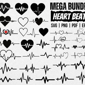 Heart beat SVG, Heartbeat Valentine&#39;s SVG, heart rate SVG, heart beat line svg, Vector Heart beat, nurse svg, vinyl decal