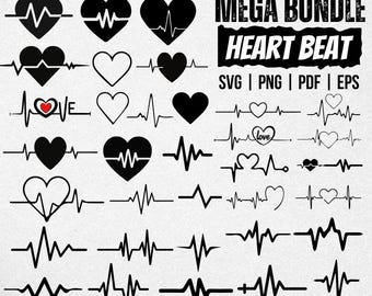 Heartbeat SVG Bundle, Nurse Medical EKG Designs (svg, png, pdf)