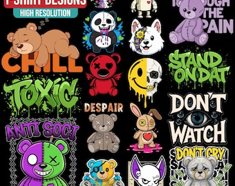 T-Shirt Designs Bundle, Artistic T-Shirt Designs, Colorful Tshirt PNG, Modern T-Shirt for Men Woman Kids, Transparent Png.