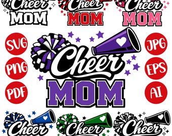 Cheer Mom SVG Bundle, Cheer Quotes (Digital Download)