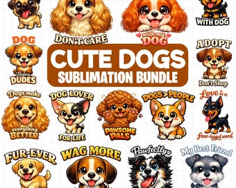 Cute Dog PNG Bundle, Funny Dog Lover Sublimation Designs, Puppy Shirt Graphics