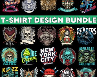 Artistic T-Shirt Designs Bundle, PNG (Digital Download)