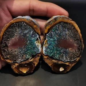 Australian Yowah Opal Pair: Raw Boulder Opal with Fire, Jewelry Making