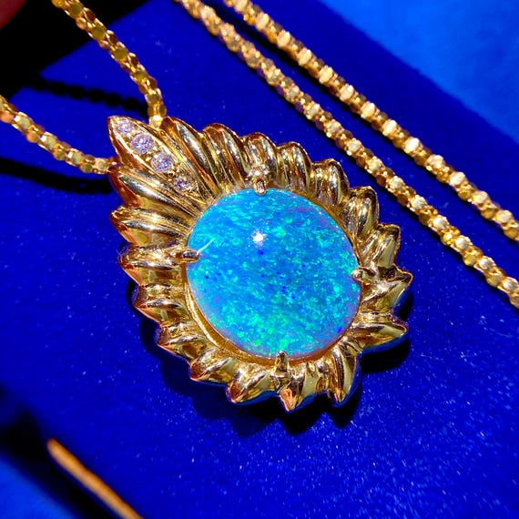 ペンダントトップ ブラックオパール 750 18金 18kブラックオパール